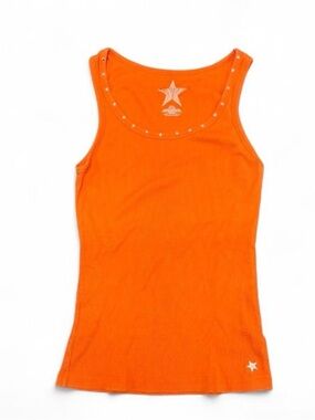 Y2K Victoria secret Orange Sleeveless Ribbed Tank Top - Star Accent